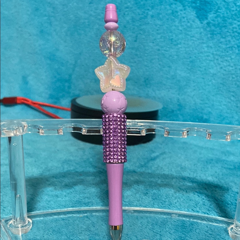 Purple Beaded Pen with Star Charm